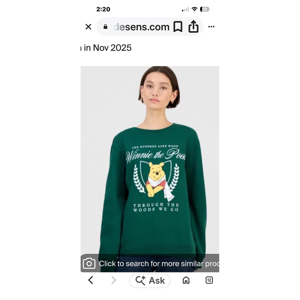 Disney Winnie the Pooh Sweatshirt Forest Green Graphic Pullover XL Womens